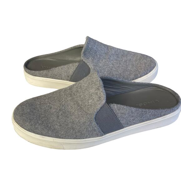 Vince Blair Slides Grey Wool Slip-On Backless Sneakers Flats Shoe Size 8.5 - Picture 2 of 8